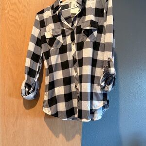 Passport Black and White Plaid Button Down Shirt